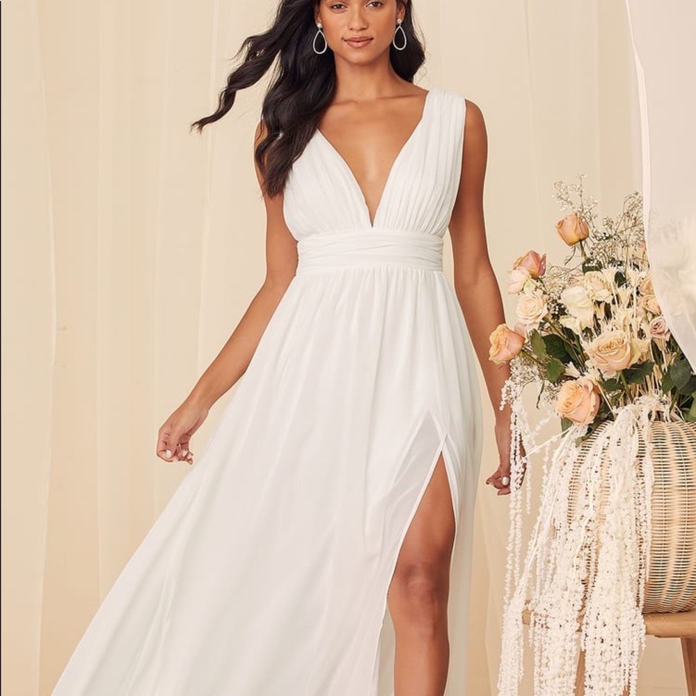 Lulu’s Heavenly Hues white maxi dress